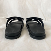 Hermes Chypre black leather sandals , 39 - BOPF | Business of Preloved Fashion