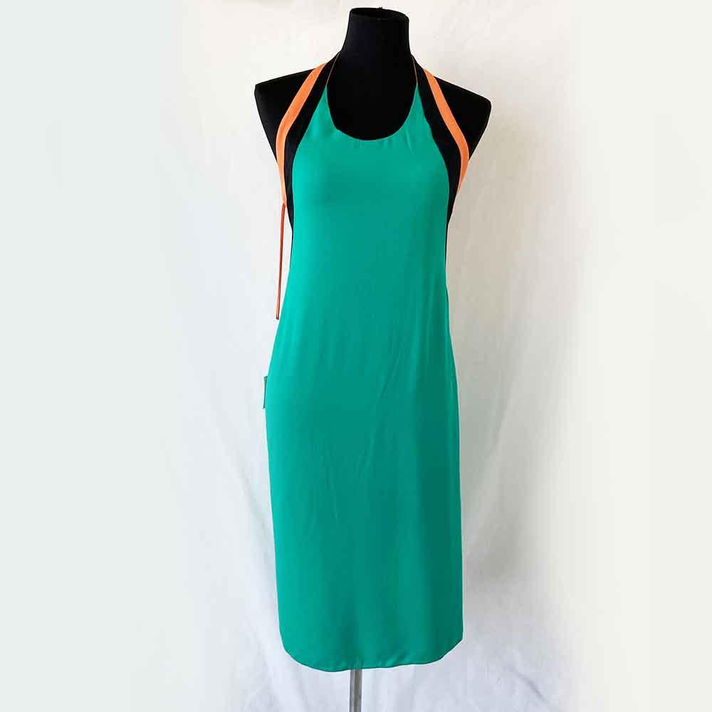 Hermes Green/Orange Vintage Halter Silk Dress - BOPF