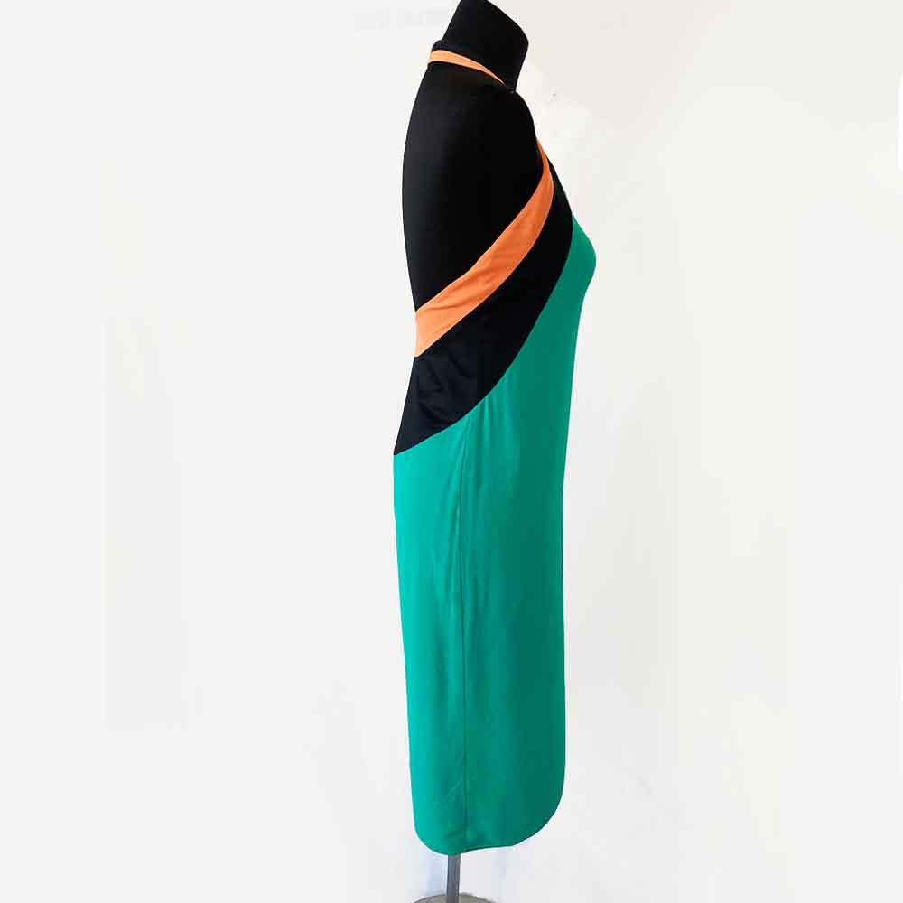 Hermes Green/Orange Vintage Halter Silk Dress - BOPF | Business of Preloved Fashion Hermes Green/Orange Vintage Halter Silk Dress - BOPF | Business of Preloved Fashion