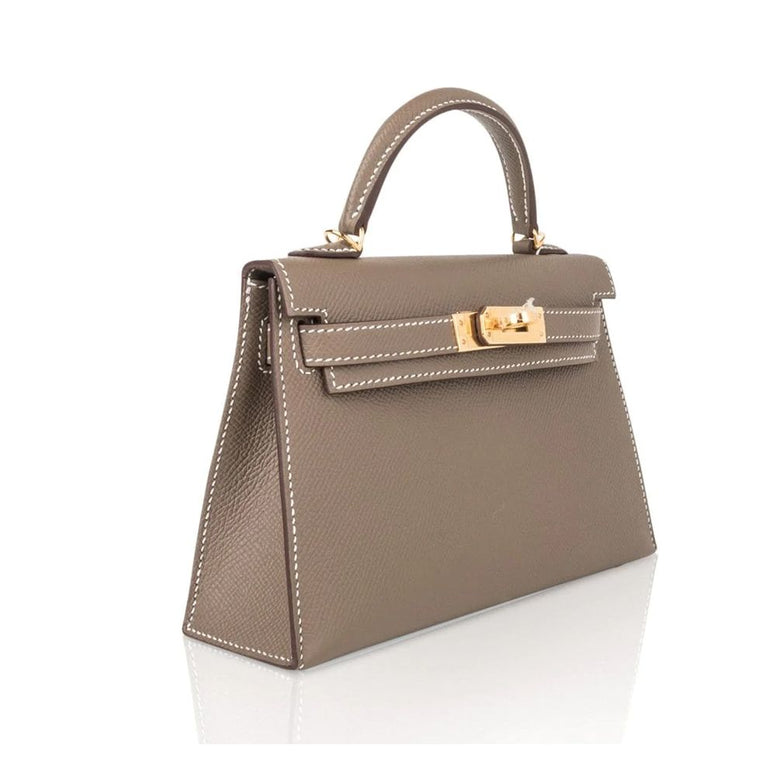 Hermes Kelly 20 Mini Sellier Bag Etoupe Limited Edition Epsom Gold Hardware - BOPF | Business of Preloved Fashion