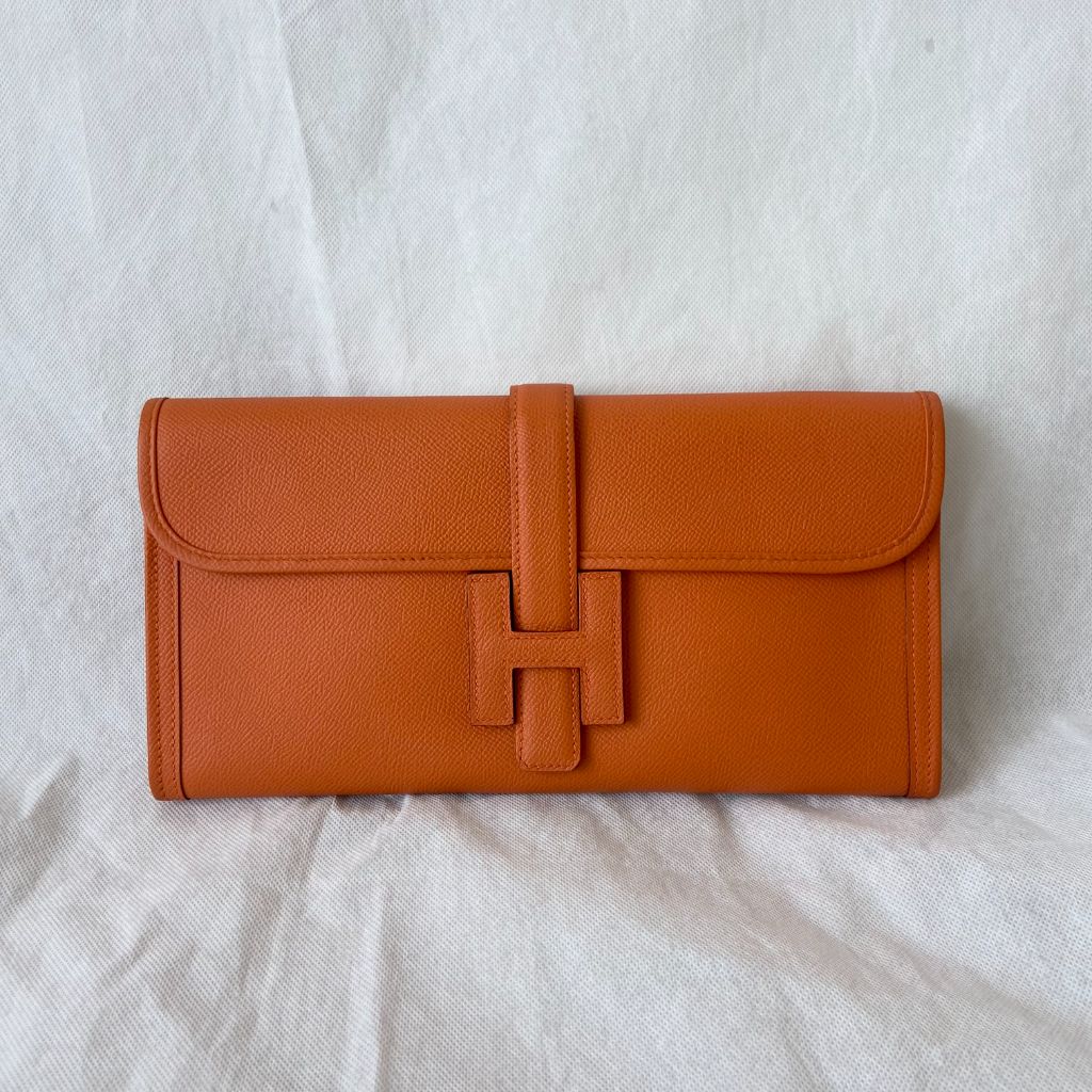 Hermes Orange Epsom Leather Elan Jige 29 Clutch - BOPF | Business of Preloved Fashion