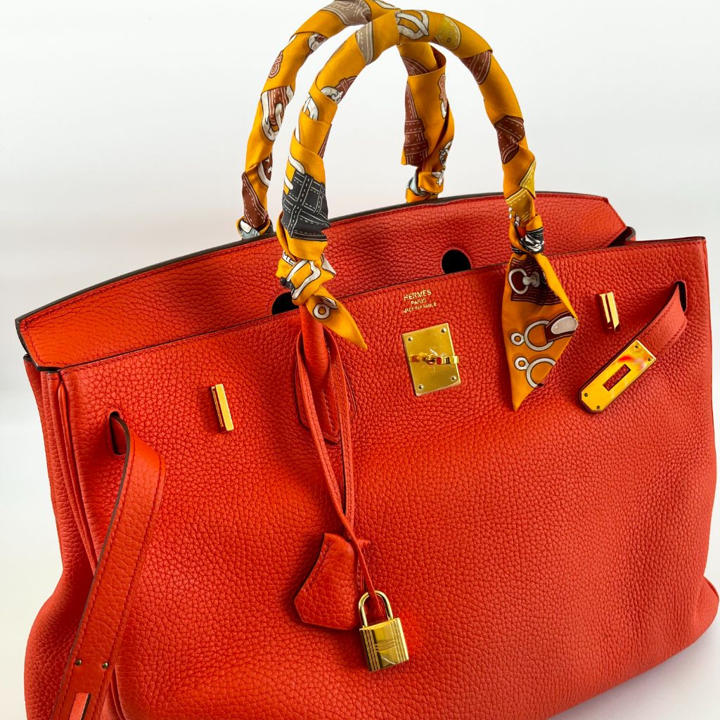 Hermes 40cm Orange Swift Leather Massai Cut Bag - Yoogi's Closet