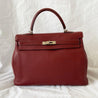 Hermes Rouge Fjord Leather Palladium Hardware Kelly 35 Bag - BOPF | Business of Preloved Fashion