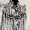 Isabel Marant Gray Idety Oversized Ruffled Acid-wash Denim Shirt - BOPF | Business of Preloved Fashion