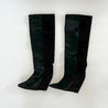 Isabel Marant knee high black calfskin and pony hair wedge boots - BOPF | Business of Preloved Fashion