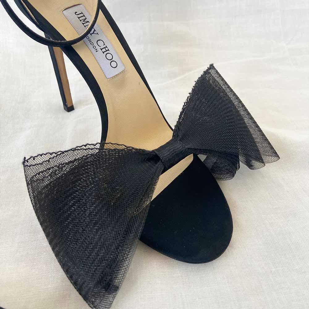 Jimmy Choo Aveline 100 bow-embellished grosgrain sandals, 41 - BOPF | Business of Preloved Fashion