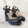 Jimmy Choo blue fabric criss cross wedge sandals, 38 - BOPF | Business of Preloved Fashion