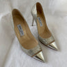 Jimmy Choo Silver Lurex Fabric And Leather Pointed Toe Pumps, 38 - BOPF | Business of Preloved Fashion