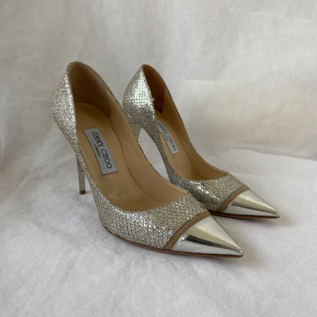 JIMMY CHOO Silver Lace Pumps (Size USA 7.5 / Euro 37.5) #19501 – ALL YOUR  BLISS