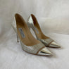 Jimmy Choo Silver Lurex Fabric And Leather Pointed Toe Pumps, 38 - BOPF | Business of Preloved Fashion