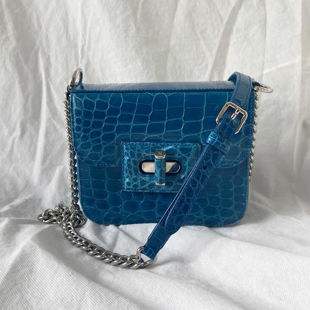 Kwanpen Crocodile Blue Box Bag - BOPF | Business of Preloved Fashion