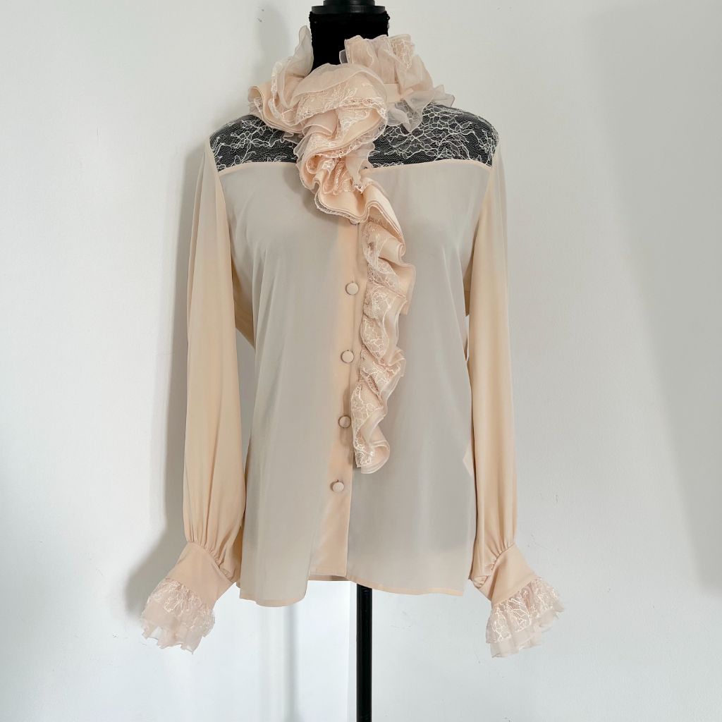 Lanvin Beige Ruffle and Lace Detail Long Sleeve Blouse - BOPF | Business of Preloved Fashion