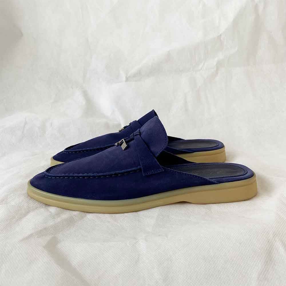 Loro Piana Summer Charms Walk Embellished Suede Loafers - Blue