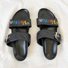 Louis Vuitton Black Leather New Wave Bom Dia Flat Sandals, 40 - BOPF | Business of Preloved Fashion