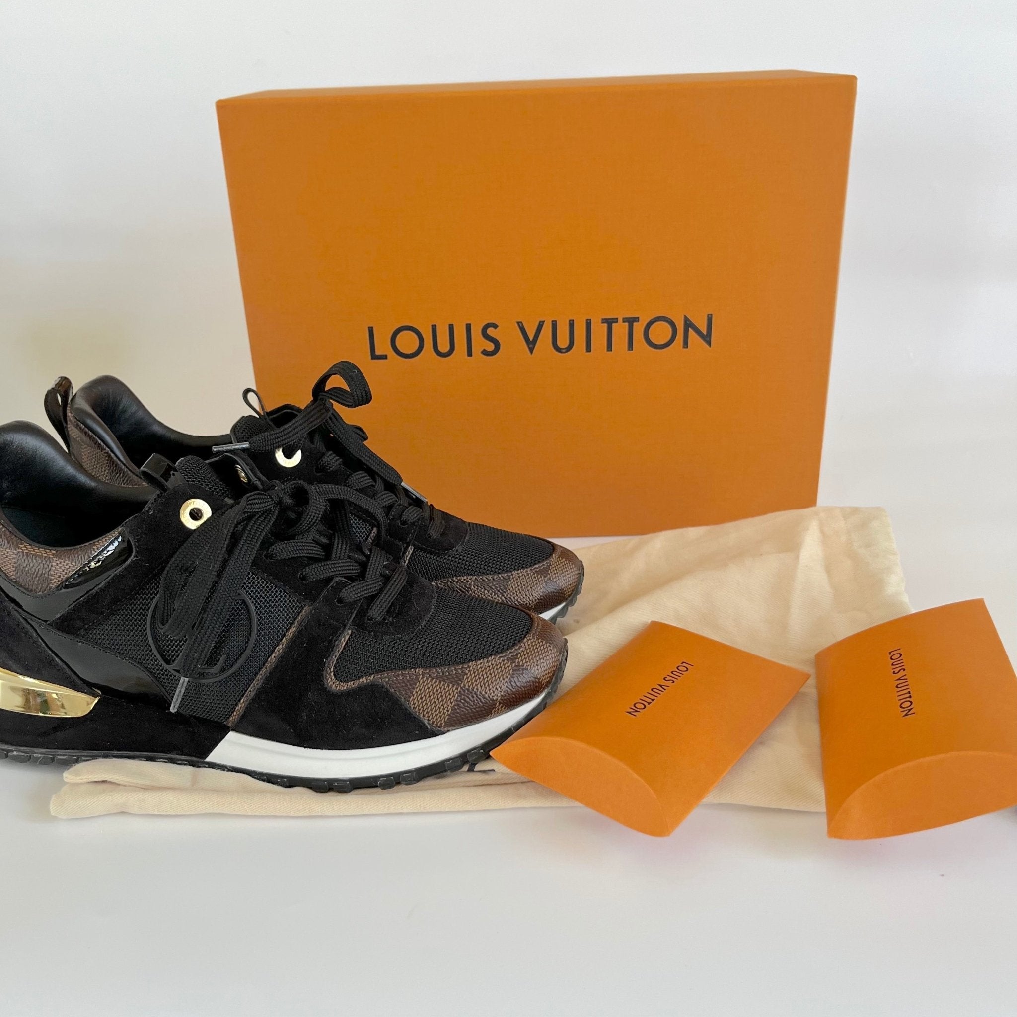Louis Vuitton Black/Brown Monogram Canvas And Suede Run Away Low