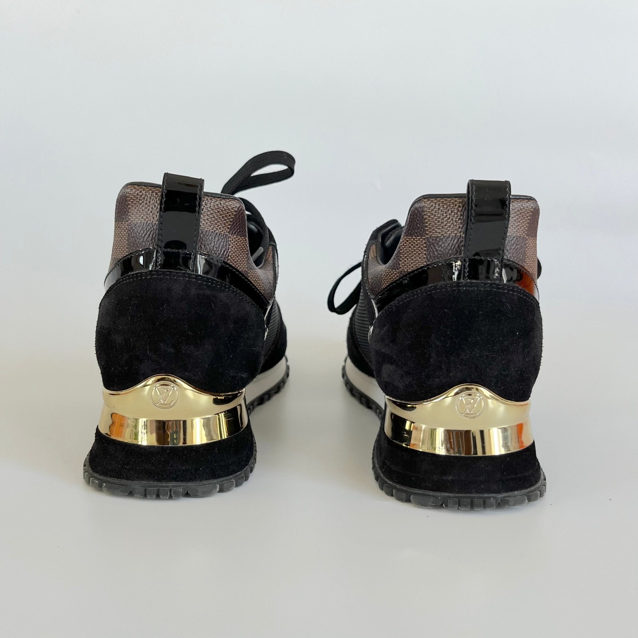 Louis Vuitton Black/Brown Mesh, Suede and Monogram Canvas Run Away Sneakers  Size 36 Louis Vuitton