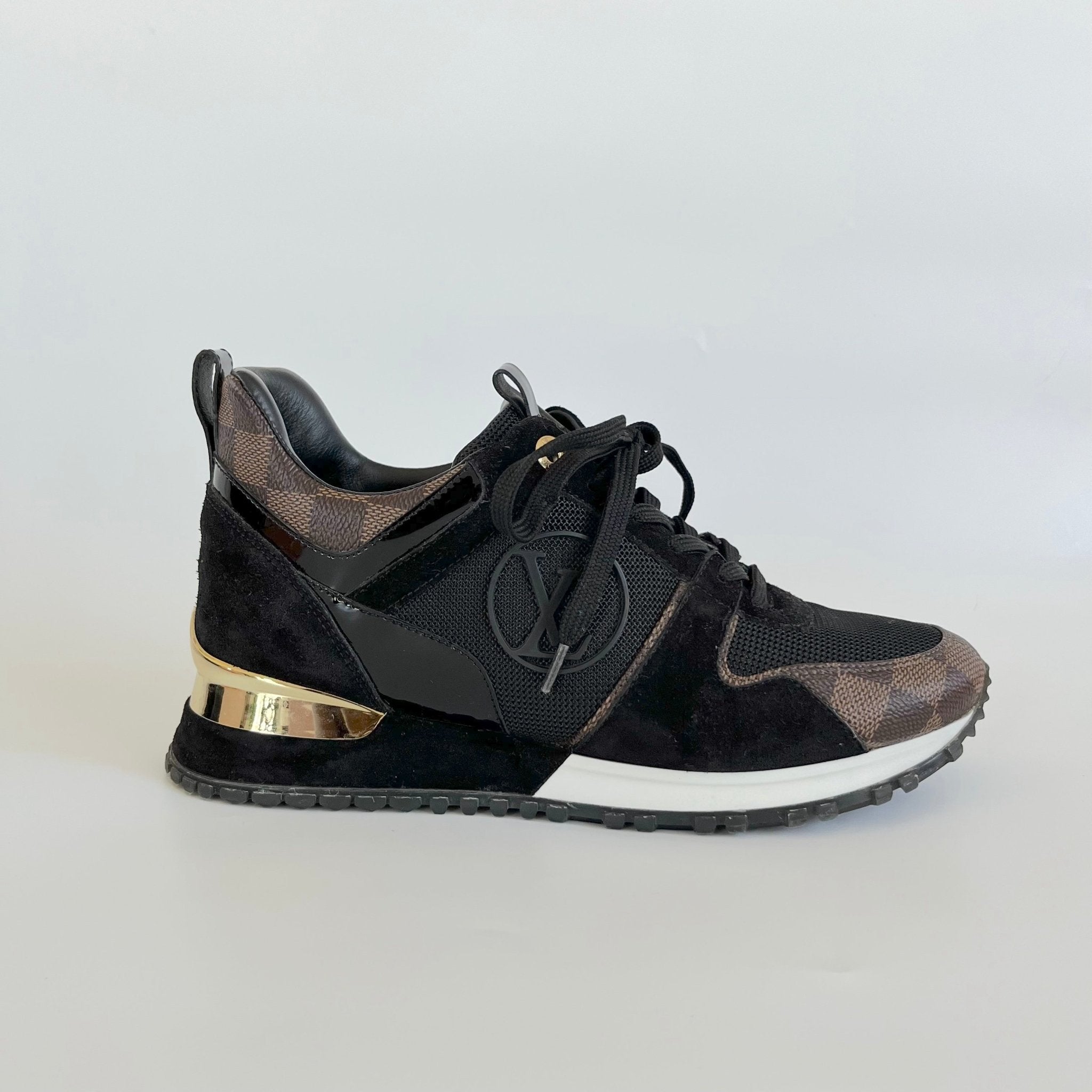 Louis Vuitton Black/Brown Monogram Canvas And Suede Run Away Low
