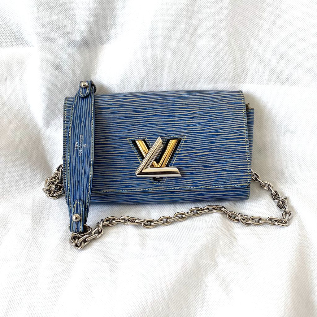 Louis Vuitton blue epi Leather twist chain clutch - BOPF | Business of Preloved Fashion