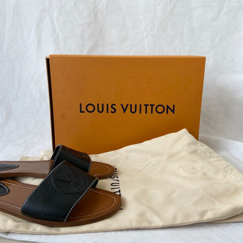 Louis Vuitton - Lock It Mink Fur Flat Mules Brown/Black 37,5