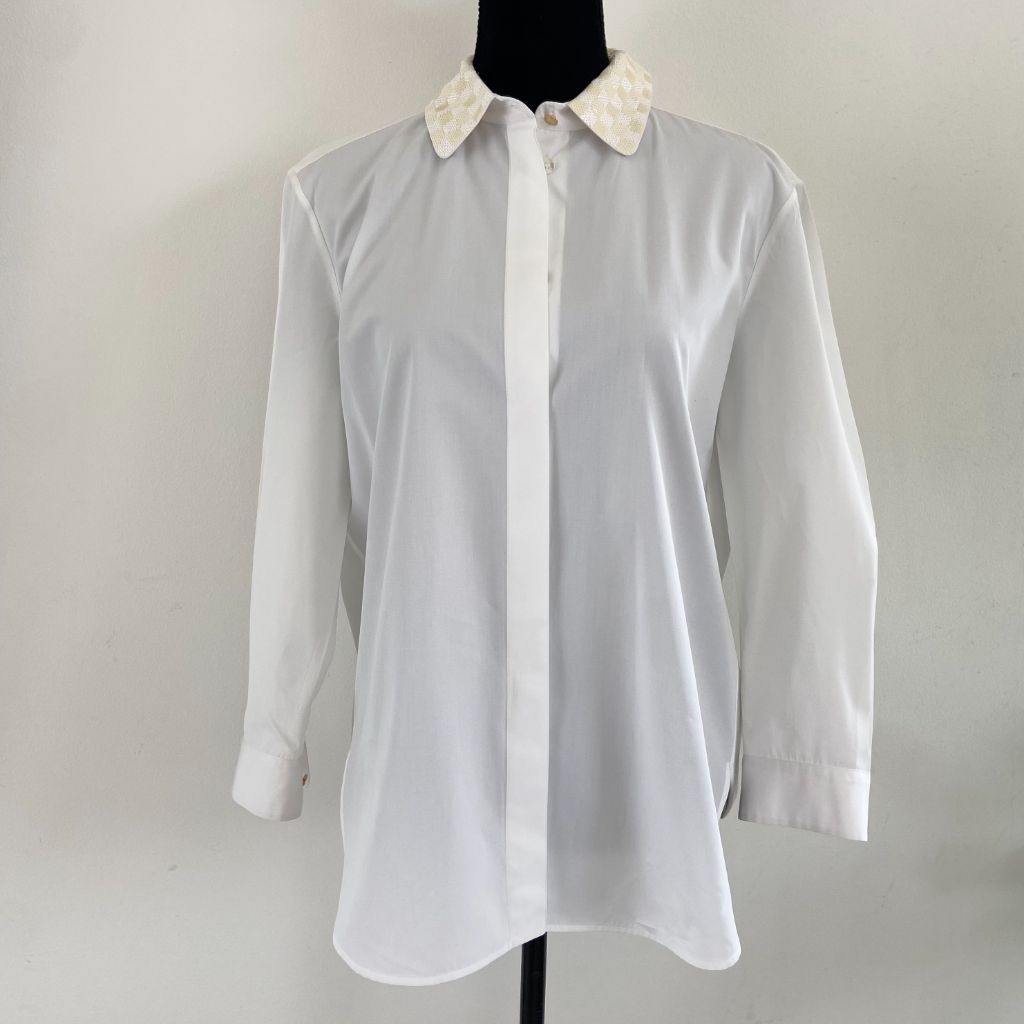 Louis Vuitton button down shirt with sequin detail on collar - BOPF | Business of Preloved Fashion