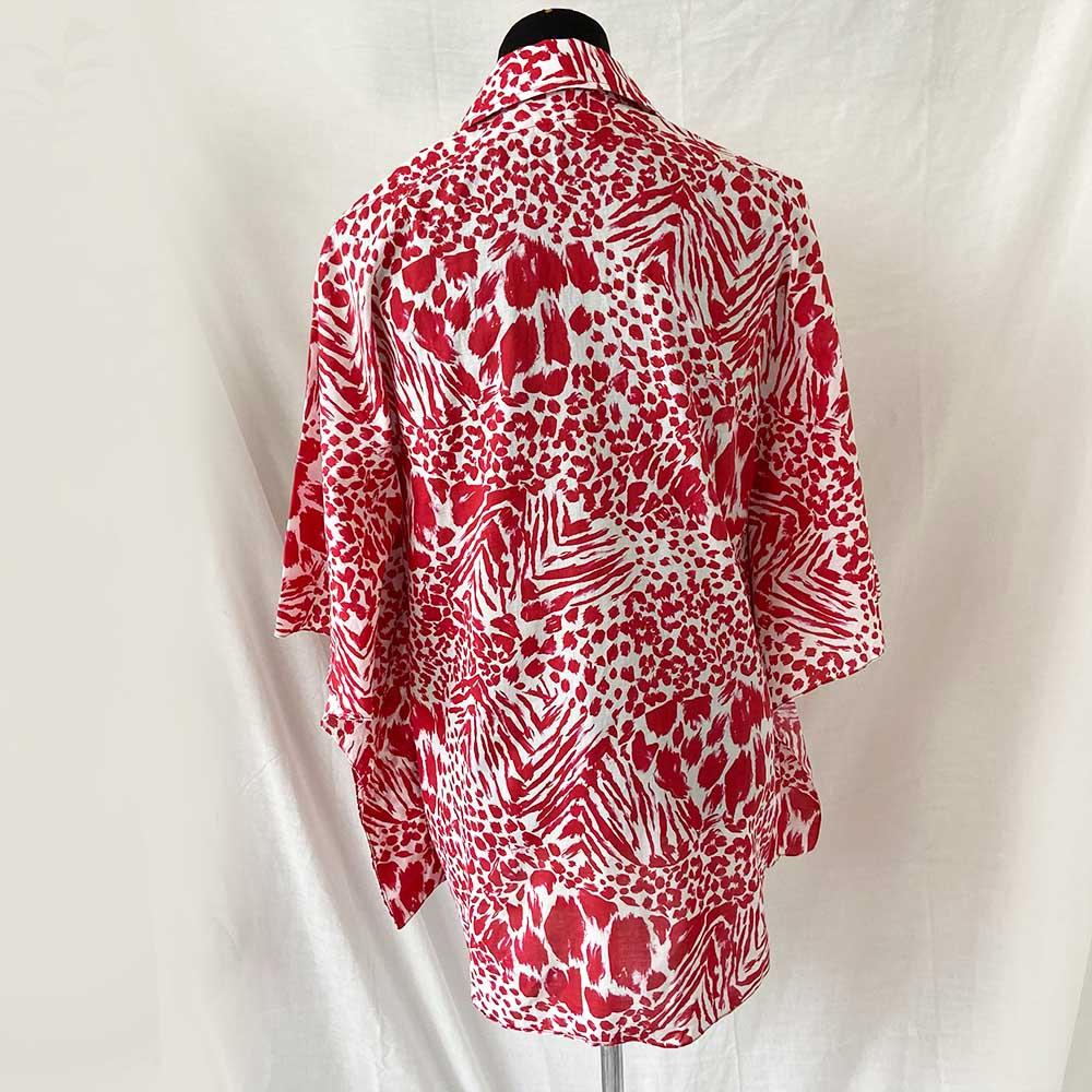 Louis Vuitton Red and White Leopard Print Blouse BOPF Business