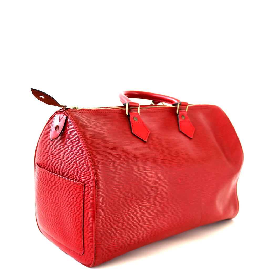 Louis Vuitton red epi leather speedy 35 bag - BOPF