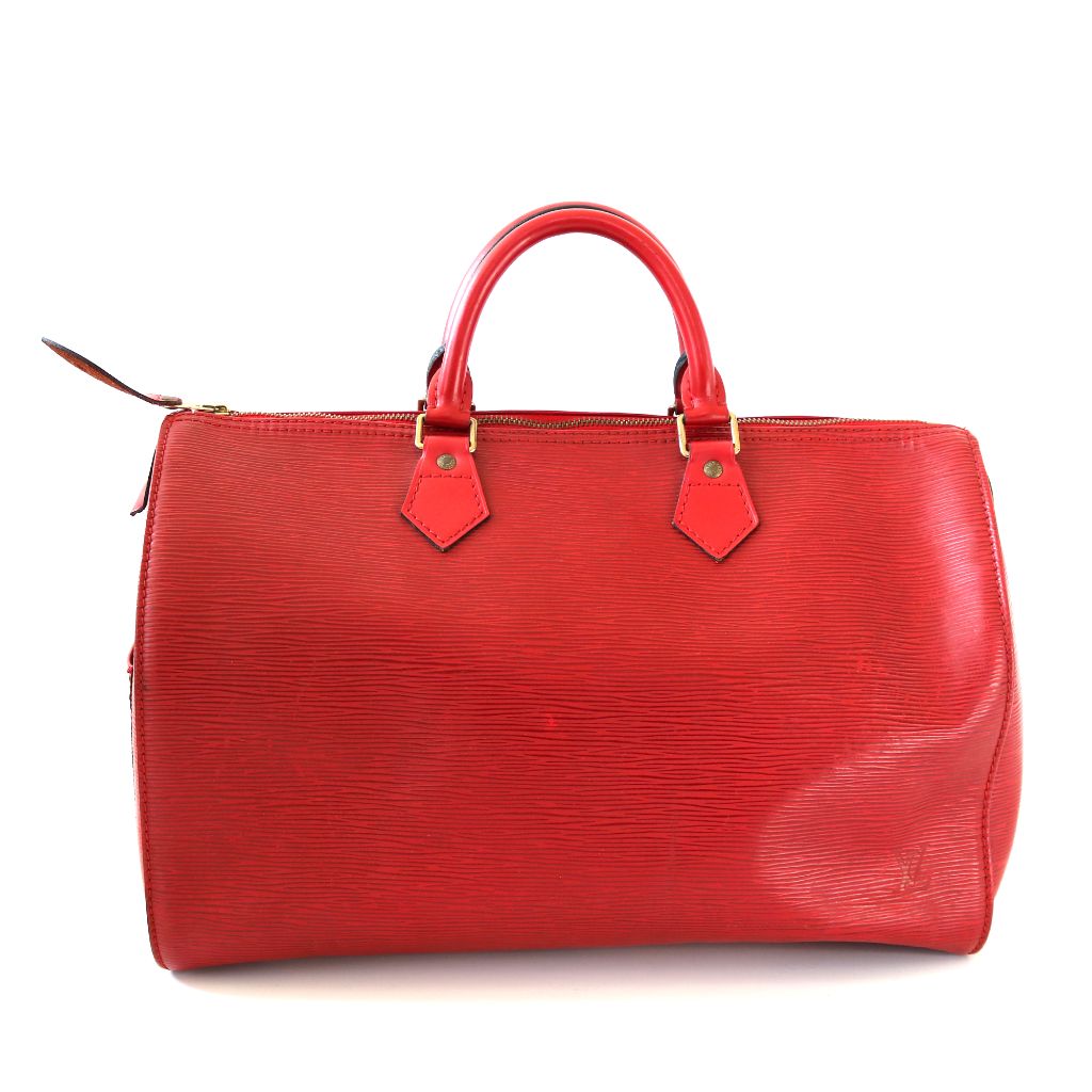 Louis Vuitton red epi leather speedy 35 bag - BOPF | Business of Preloved Fashion