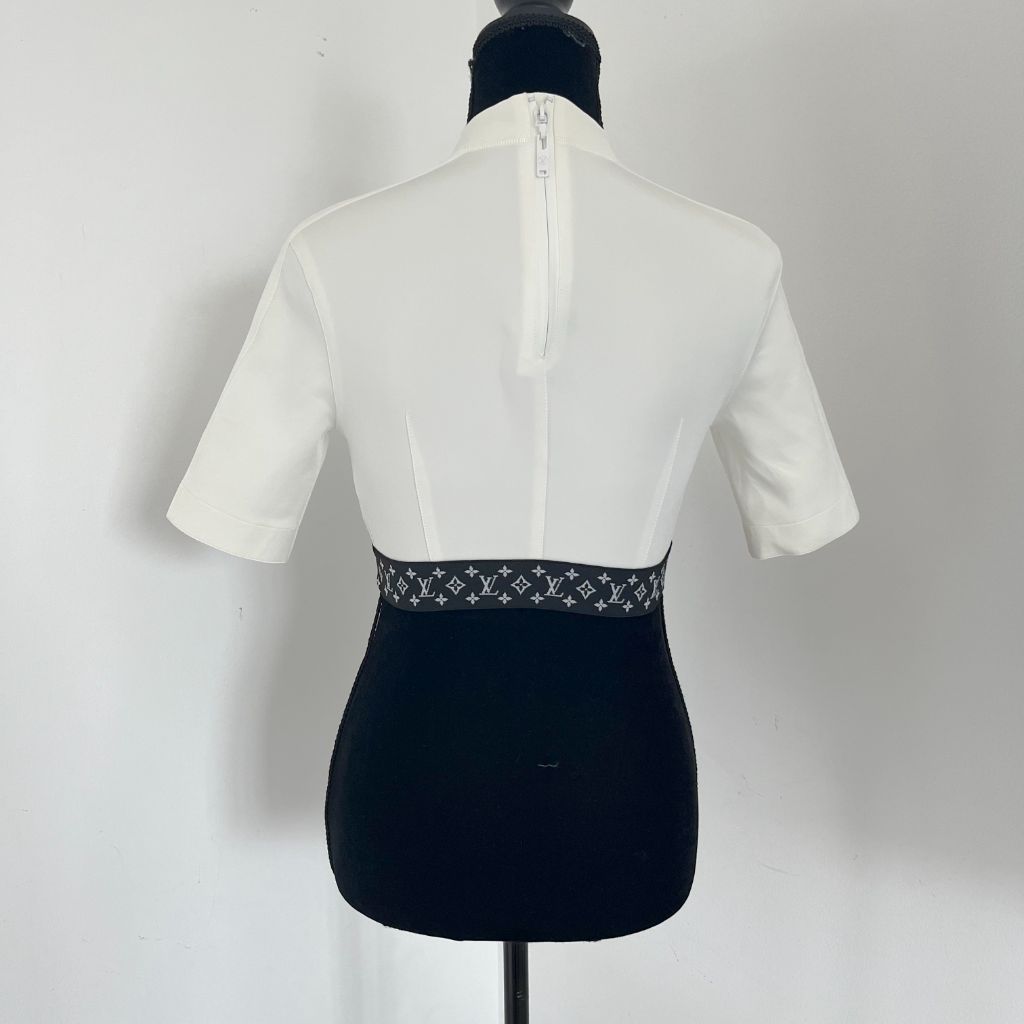 Louis Vuitton White Athletic Top With Monogram Band Crop Top - BOPF | Business of Preloved Fashion