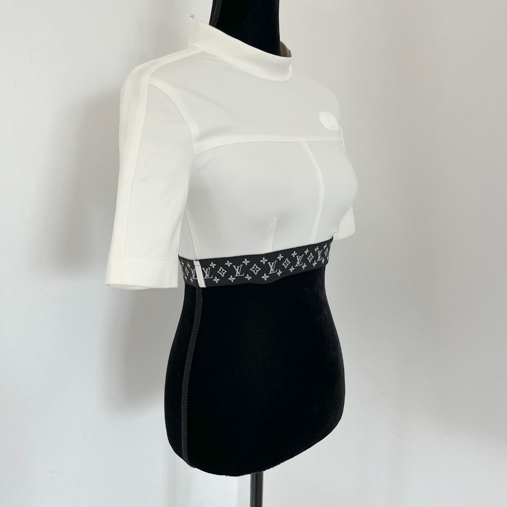 Louis Vuitton White Athletic Top With Monogram Band Crop Top - BOPF | Business of Preloved Fashion