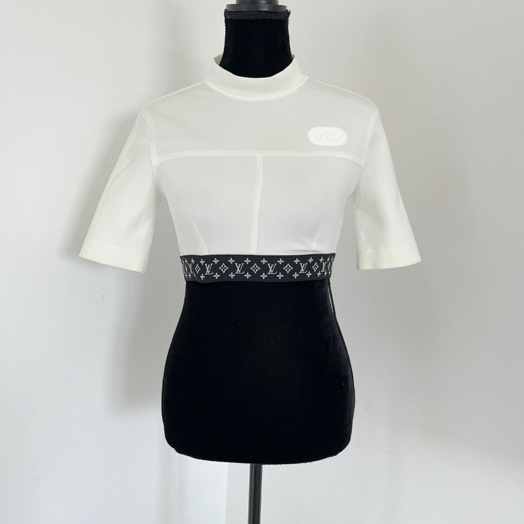 Louis Vuitton White Athletic Top With Monogram Band Crop Top - BOPF | Business of Preloved Fashion