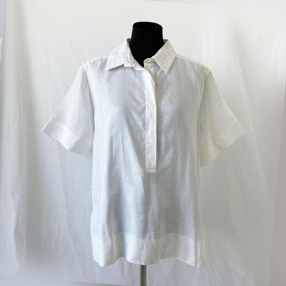 Louis Vuitton White Button Down Eyelet Blouse - BOPF | Business of Preloved Fashion