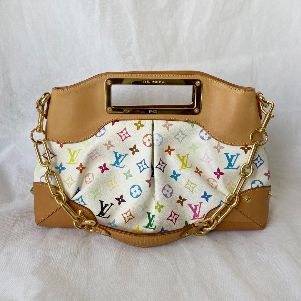 Louis Vuitton White Multicolor Monogram Canvas Judy MM Bag - BOPF | Business of Preloved Fashion