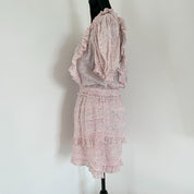 LoveShackFancy pink tiered mini floral print dress - BOPF | Business of Preloved Fashion