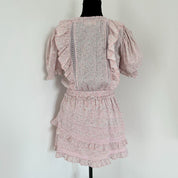 LoveShackFancy pink tiered mini floral print dress - BOPF | Business of Preloved Fashion