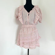 LoveShackFancy pink tiered mini floral print dress - BOPF | Business of Preloved Fashion