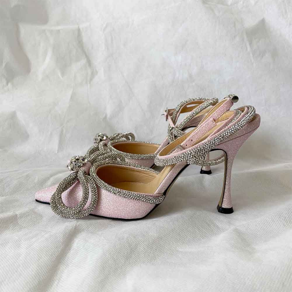 Mach & Mach 100MM Double Bow Glittered Pumps, 37.5 - BOPF | Business of Preloved Fashion