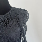 Maje Black Lace Long Sleeve Midi Dress with Black Slip - BOPF | Business of Preloved Fashion