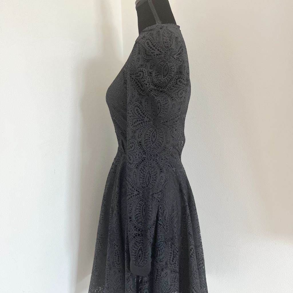Maje Black Lace Long Sleeve Midi Dress with Black Slip - BOPF | Business of Preloved Fashion Maje Black Lace Long Sleeve Midi Dress with Black Slip - BOPF | Business of Preloved Fashion