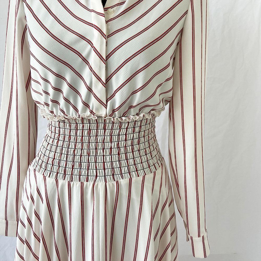 Maje Striped long sleeve dress with pleated detail at waist - BOPF | Business of Preloved Fashion Maje Striped long sleeve dress with pleated detail at waist - BOPF | Business of Preloved Fashion