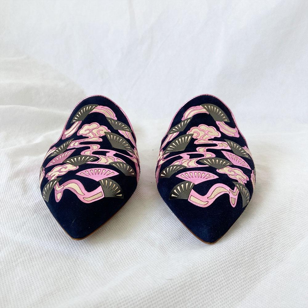 Malone Souliers Printed Pointed Toe Mules, 36.5 - BOPF | Business of Preloved Fashion
