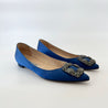 Manolo Blahnik Blue Satin Hangisi Flats, 38 - BOPF | Business of Preloved Fashion