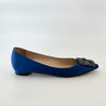 Manolo Blahnik Blue Satin Hangisi Flats, 38 - BOPF | Business of Preloved Fashion