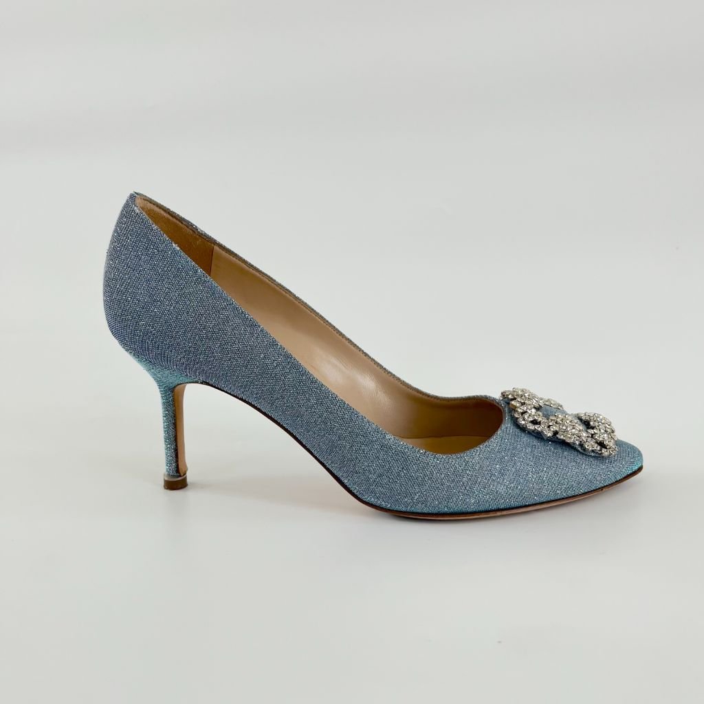 Manolo Blahnik Gliterry Blue Hangisi Pumps, 38.5 - BOPF | Business of Preloved Fashion
