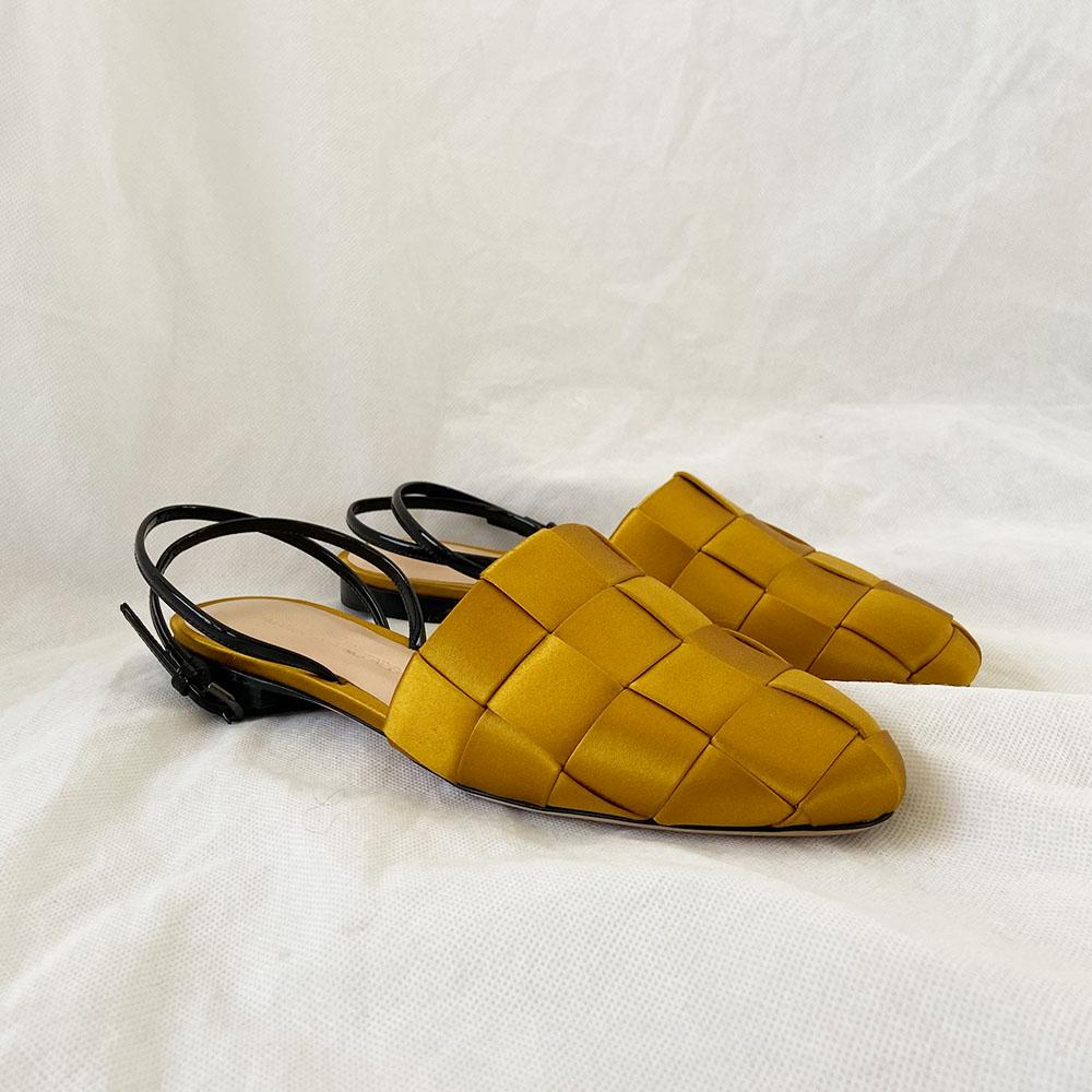 Marco de Vincenzo Basket Weave Yellow Sandals, 36 - BOPF | Business of Preloved Fashion