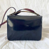 Marni bicolor navy blue and burgundy leather bag with gold handle - BOPF | Business of Preloved Fashion