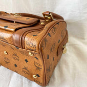 MCM Brown Visetos Leather Boston Bag - BOPF | Business of Preloved Fashion