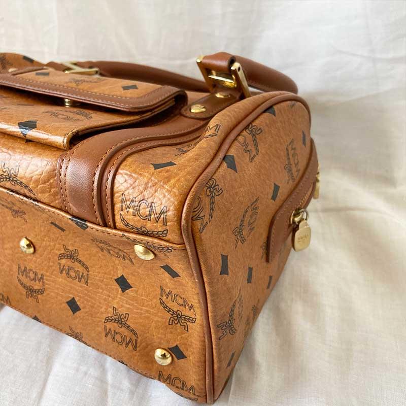 MCM Brown Visetos Leather Boston Bag - BOPF | Business of Preloved Fashion