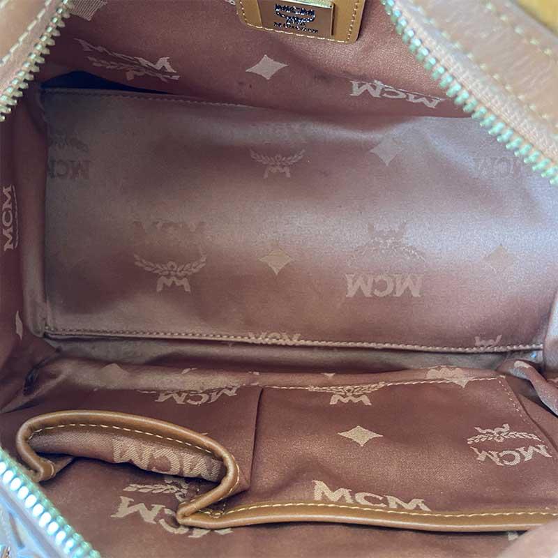 MCM Brown Visetos Leather Boston Bag - BOPF | Business of Preloved Fashion