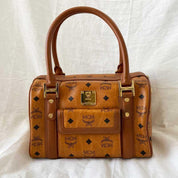 MCM Brown Visetos Leather Boston Bag - BOPF | Business of Preloved Fashion