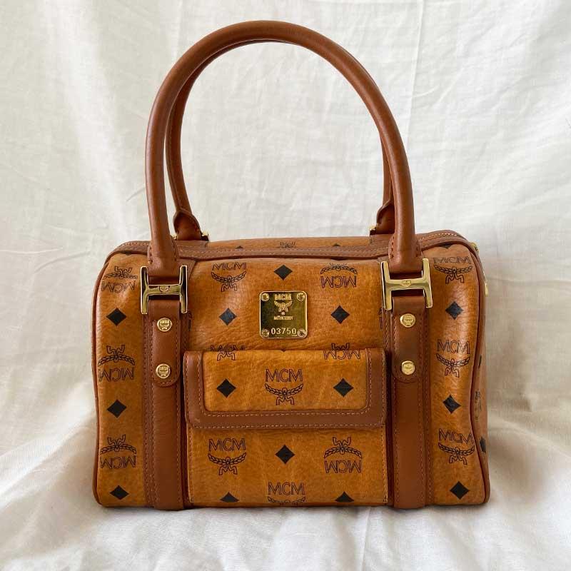 MCM Brown Visetos Leather Boston Bag - BOPF | Business of Preloved Fashion
